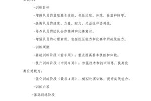 中学生篮球训练方案表